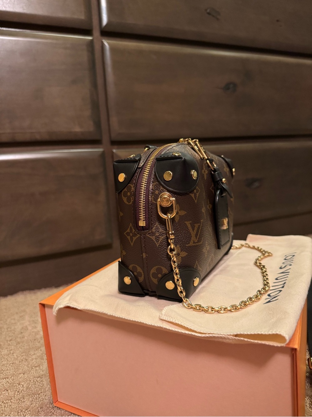 Louis Vuitton Monogram Petite Malle Souple Brown & Black (Gold Hardware) - Picture 2 of 15